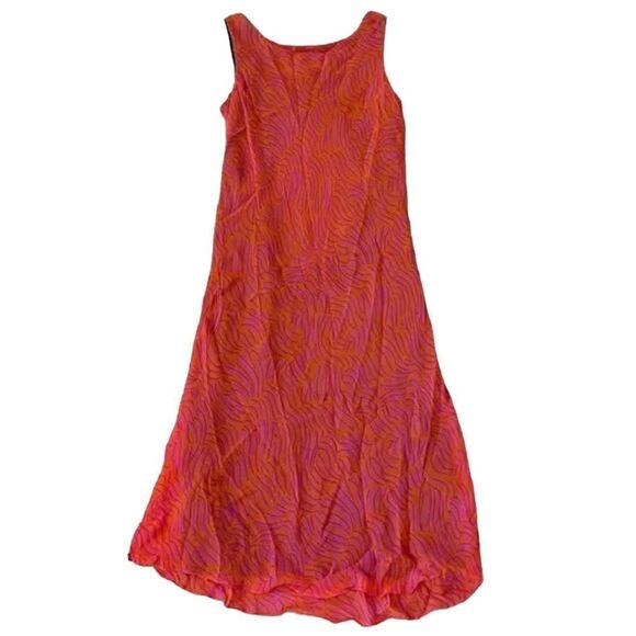 Vintage Pink and Orange Patterned High Neck Maxi Dress - Picture 5 of 16